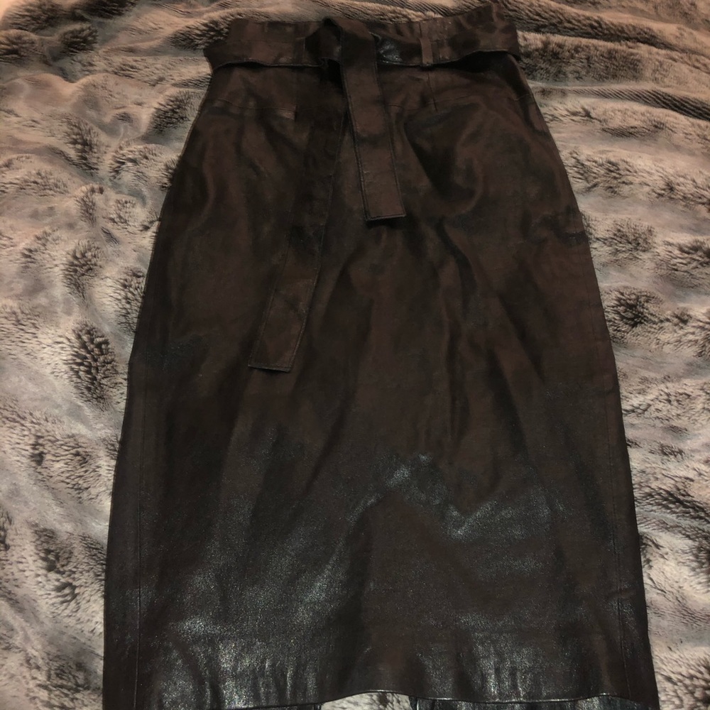 Leather belted skirt